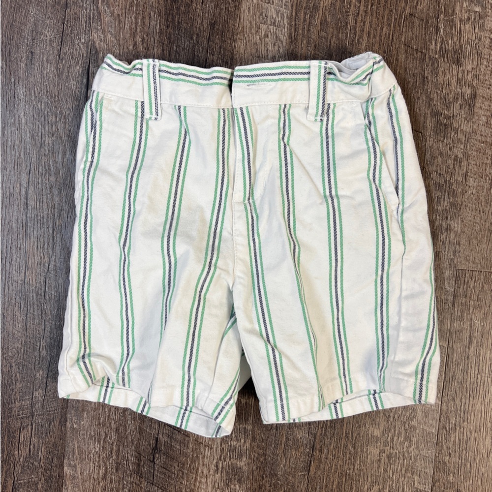 Janie and Jack White and Green Striped Shorts